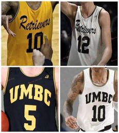 Cousu personnalisé 34 Max Portmann 35 Nolan Gerrity 5 Jourdan Grant 1 LJ Owens 2 Darnell Rogers UMBC Retrievers Hommes Femmes Jeunes Jer4498804