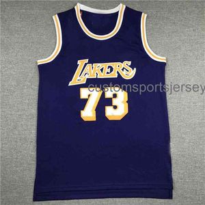 Gestikte Custom # 73 Dennis Rodman Paars Swingman Throwback Jersey Mannen Dames Jeugd Baseball Jerseys XS-6XL