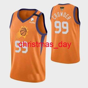 Gestikte Custom # 99 Jae Crowder Orange Jersey Swingman 2021 Finales Heren Dames Jeugd Basketbal Jersey XS-6XL