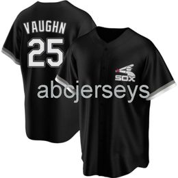 Cousu personnalisé ANDREW VAUGHN # 25 maillot de baseball noir XS-6XL