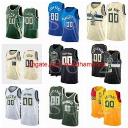 Camisetas de baloncesto personalizadas cosidas Giannis Antetokounmpo Khris Middleton Jrue Holiday Brook Lopez Cualquier camiseta de jugador