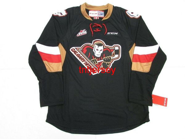 COUSU CUSTOM CALGARY HITMEN WHL NOIR CCM HOCKEY JERSEY AJOUTER N'IMPORTE QUEL NOM NUMÉRO HOMMES ENFANTS JERSEY XS-5XL