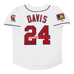 Camisa branca costurada personalizada Chili Davis 1994 com 125º patch adicionar número do nome Camisa de beisebol