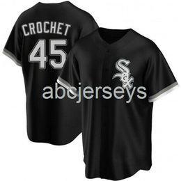 Jersey de béisbol cosido personalizado Garrett Crochet #45 Black Ver3 XS-6XL