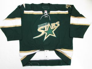 Stitched Custom Iowa Stars Ahl Green Hockey Jersey Voeg elke naam Number Mens Kinder Jersey XS-5XL