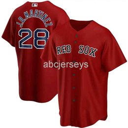 Jersey de béisbol rojo cosido personalizado J.D. Martinez #28 XS-6XL