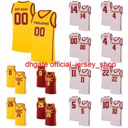 genähtes individuelles Trikot College NCAA USC Trojans Basketball-Trikot 21 Onyeka Okongwu 22 Drake London 23 Max Agbonkpolo 24 Brian Scabrine Individuell genäht