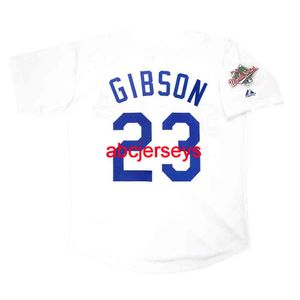 Cousu personnalisé Kirk Gibson 1988 World Series Home Jersey ajouter un numéro de nom Baseball Jersey
