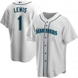 Cousu personnalisé Kyle Lewis Jersey # 1 maillot de baseball blanc XS-6XL