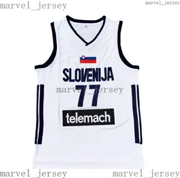 Cousue coutume Luka Doncic # 77 Slovénia Euroleague White Basketball Jersey Men Women Youth XS-5XL