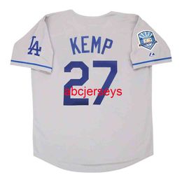 Cosido personalizado Matt Kemp 2008 Road 50th Anniv Jersey agregar número de nombre Jersey de béisbol