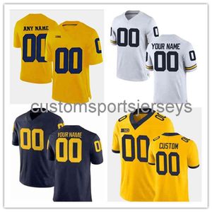 Gestikte Custom Michigan Wolverines Jersey Any Number and Name All Colors Mens Dames Jeugd NCAA Football Jersey XS-6XL