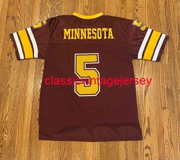 Cousue personnalisée Minnesota Golden Gophers Vintage NCAA Football Jersey # 5 hommes Femme Jersey Youth XS-6XL