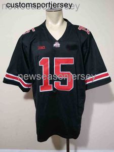 Stikte aangepaste Ohio State Team #15 Ezekiel Elliott voetbaljersey Black Men Women Jeugd XS-5XL