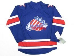 Stitched Custom Rochester Americans Blue Ahl Hockey Jersey Voeg elke naam Number Mens Kinder Jersey XS-5XL toe