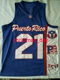 Gestikte Custom Vintage Puerto Rico Basketbal Jersey Boricua Mannen Vrouwen Jeugd XS-6XL