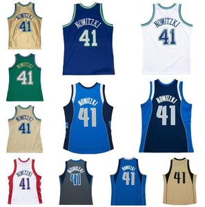 Maillot de basket-ball cousu # 41 Dirk Nowitzki 1998-99 2003-04 maille Hardwoods maillot rétro classique hommes femmes jeunesse S-6XL
