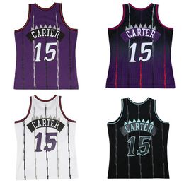 Gestikte basketbaltrui #15 Vince Carter 1998-99 06-07 mesh hardhout klassieke retro jersey heren dames jeugd S-6XL