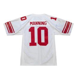 Maillot de football cousu 10 Eli Manning 2007 maillots de rugby rétro en maille blanche hommes femmes jeunes S-6XL