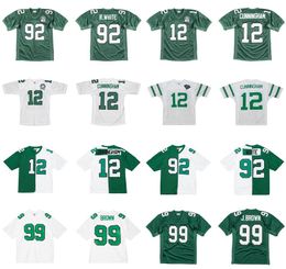 Gestikt voetbalshirt 12 Randall Cunningham 92 Reggie White 99 Jerome Brown 1990 groen Mitchell Ness retro Rugby jerseys Heren dames jeugd S-6XL