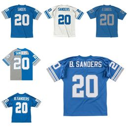 Jersey de fútbol cosido 20 Barry Sanders 1993 60.o 1996 Jerseys de rugby retro de malla azul Hombres Mujeres y jóvenes S-6XL