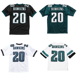 Maillot de football cousu 20 Brian Dawkins 1996 maillots de rugby rétro en maille blanche verte pour hommes femmes et jeunes S-6XL