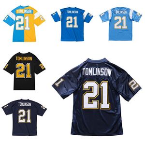 Gestikt voetbalshirt 21 Ladainian Tomlinson 2002 2006 2009 blauw mesh retro Rugby jerseys Heren Dames Jeugd S-6XL