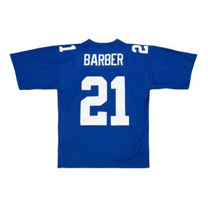 Jersey de fútbol cosido 21 Tiki Barber 80 Jeremy Shockey 2005 azul blanco malla retro Rugby jerseys Hombres Mujeres Jóvenes S-6XL