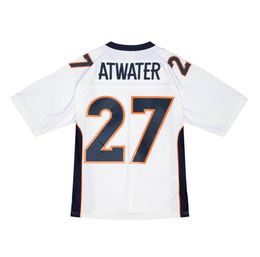 Gestikt voetbalshirt 27 Steve Atwater 1998 witte mesh retro rugbytruien heren dames en jeugd S-6XL