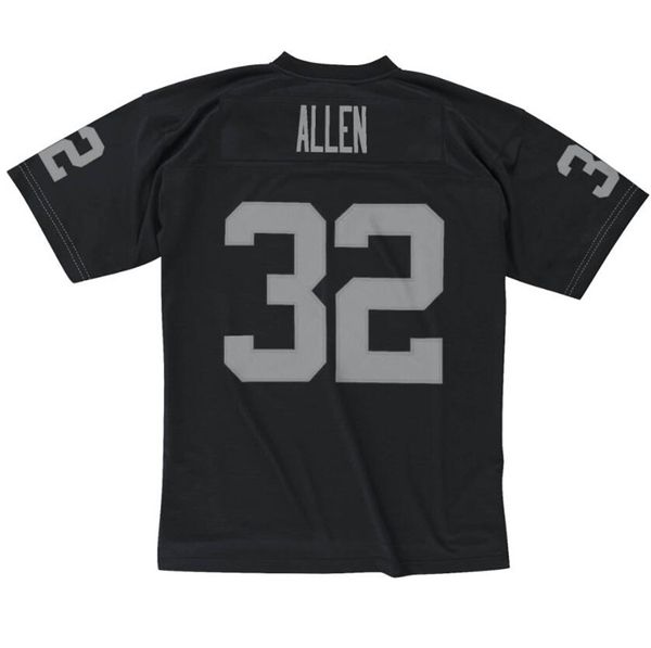 Jersey de fútbol cosido 32 Marcus Allen 1985 Jerseys de rugby retro de malla negra Hombres Mujeres y jóvenes S-6XL