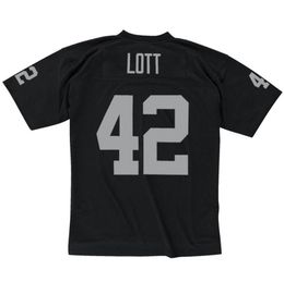 Maillot de football cousu 42 Ronnie Lott 1991 maillots de rugby rétro en maille noire hommes femmes et jeunes S-6XL