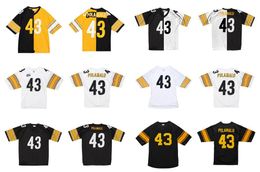 Jersey de fútbol cosido 43 Troy Polamalu 2005 blak white Mitchell Ness retro Rugby jerseys Hombres mujeres jóvenes S-6XL