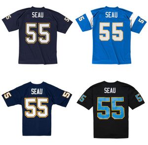 Stitched football Jersey 55 Junior Seau 2002 75th patch mesh retro Rugby jerseys Men Youth S-6XL