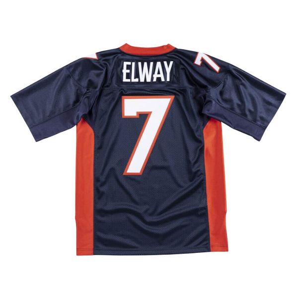 Jersey de fútbol cosido 7 John Elway 1997 Jerseys de rugby retro de malla azul oscuro Hombres Mujeres y jóvenes S-6XL