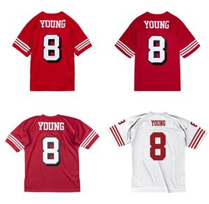 Gestikt voetbalshirt 8 Steve Young 1994 rood wit mesh retro rugbytruien Heren dames jeugd S-6XL