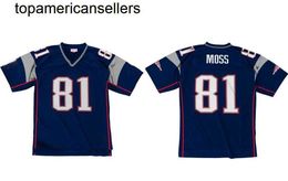 Maillot de football cousu 81 Randy Moss 2007 Retro Rugby Jerseys Men Women Youth S-6XL