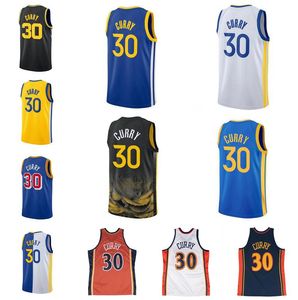 Maillot de basket Stephen Curry blanc bleu orange Hommes Femmes Maillots de ville S-XXL