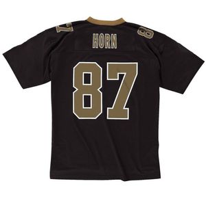 Maillot de football cousu 87 Joe Horn 2005 maillots de rugby rétro en maille noire hommes femmes et jeunes S-6XL