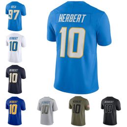 Jerseys de fútbol cosidas 10 Justin Herbert 97 Bosh Hombres Mujeres y Jóvenes S-3XL Jersey blanco verde