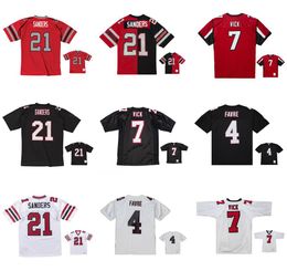 Gestikte voetbalshirts 21 Deion Sanders 4 Brett Favre 7 Michael Vick 80 Legacy Andre Mesh Legacy Retro Classics Jersey Men Men Women Youth S-6xl Red White Black