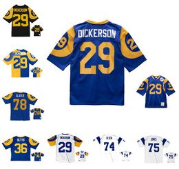 Jerseys de fútbol cosido 29 Eric Dickerson 75 Deacon Jones 74 Merlin Olsen 78 Jackie Slater 36 Jerome Bettis Mesh Legacy Retro Retro Classics Jersey Mujeres 6XL