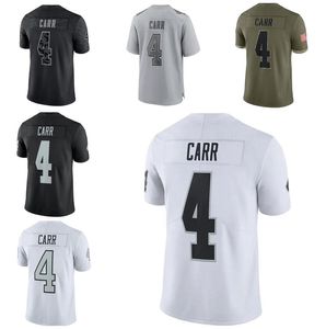 Maillots de football cousus 4 Derek Carr Hommes Femmes Jeunesse S-3X gris noir maillot blanc