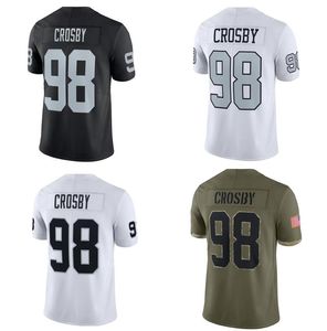 Maillots de football cousus 98 Maxx Crosby Hommes Femmes Jeunes S-3XL maillot gris noir blanc