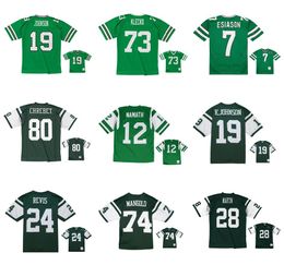 Stikte voetbaltruien Joe Namath 19 Johnson Wayne Chrebet Curtis Martin Nick Mangold Boomer Esiaso Joe Klecko Mesh Legacy Retro Classics Jersey Men