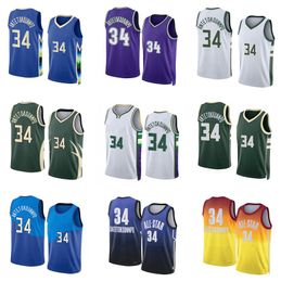 Jersey de baloncesto cosido Giannis Antetokounmpo S-6XL 2022-23 azul negro blanco Hombres Mujeres Jóvenes 34