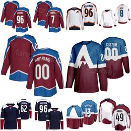 Hockey cosido 62 Artturi Lehkonen Jersey 7 Devon Toews 13 Valeri Nichushkin 49 Samuel Girard 40 Georgiev 29 Nathan MacKinnon 96 Mikko Rantanen Hombre Mujer Juventud