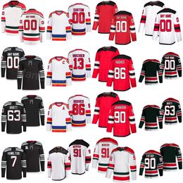 Stitched Hockey 63 Jesper Bratt Jersey 91 Dawson Mercer 90 Tomas Tatar 56 Erik Haula 86 Jack Hughes 13 Nico Hischier 7 Dougie Hamilton Zwart Rood Wit Man Vrouw Jeugd