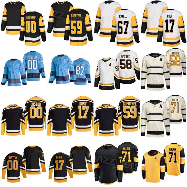 Hockey cousu 67 Rickard Rakell Jerseys 17 Bryan Rust 58 Kris Letang 77 Jeff Carter 87 Sidney Crosby 71 Evgeni Malkin 59 Jake Guentzel Stadium Series Homme Femme Jeunesse