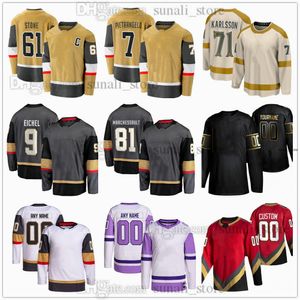 Jerseys de hockey cousus 81 Jonathan Marchessault 61 Mark Stone 9 Jack Eichel 71 William Karlsson 7 Alex Pietrangelo 33 Adin Hill 2 Zach Whitecloud 15 Noah Hanifin New