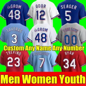 Cousu Jacob deGrom Jersey Corey Seager Marcus Semien Nolan Ryan Josh Smith Kole Calhoun Adolis Garcia Jon Gray Maillots de baseball Hamilton Calhoun Solak